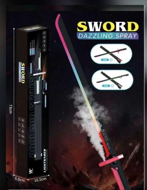 Toylura Kids Dazzling Spray Sword with LED Lights & Mist Effect